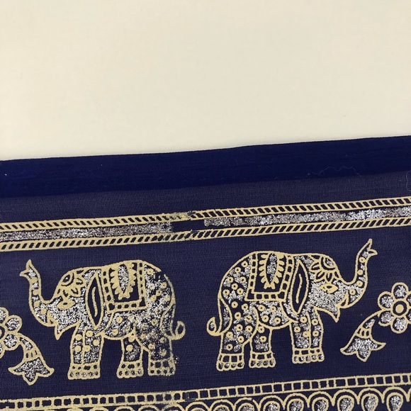 Semi-sheer Purple & Blue Ombre Glitter Elephant Tapestry (7 x 3.5 ft) - Picture 3 of 4